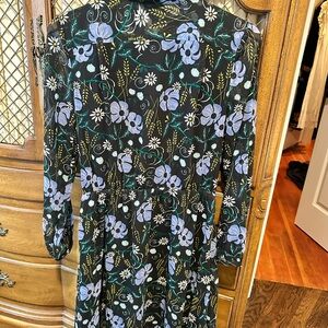 Banana Republic Black and Blue Floral Long Sleeve Dress
